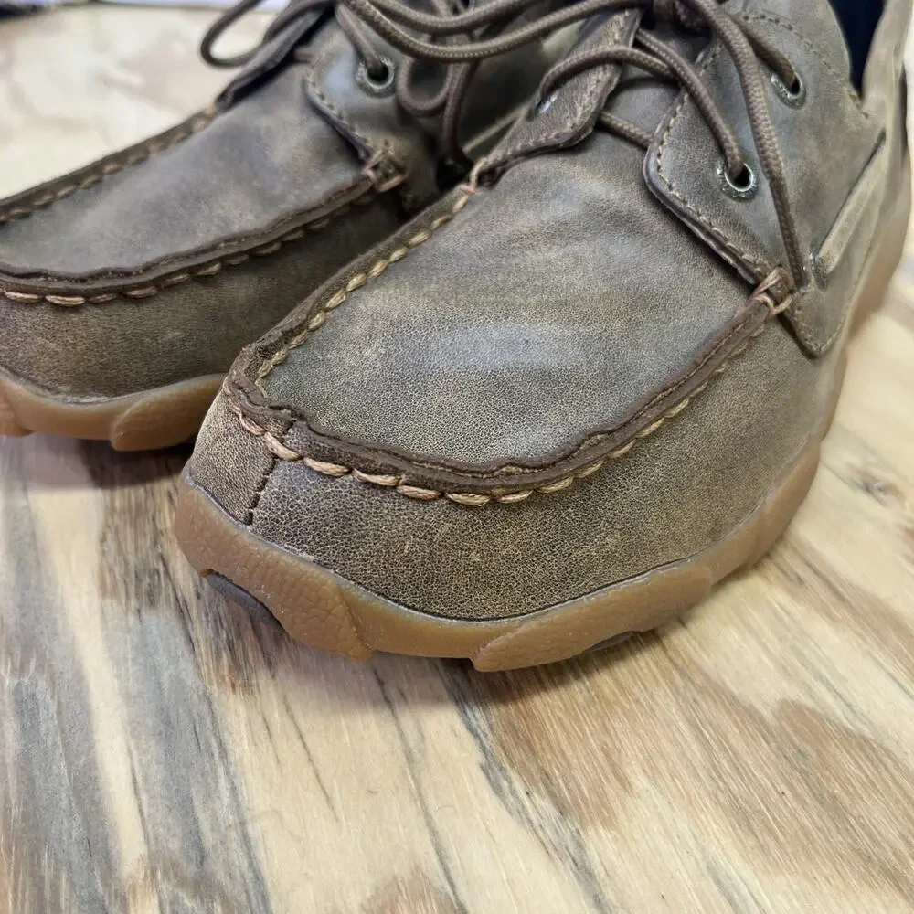 Twisted X Driving Mocs Lace Up Brown Leather Shoes Youth 5M Casual Western